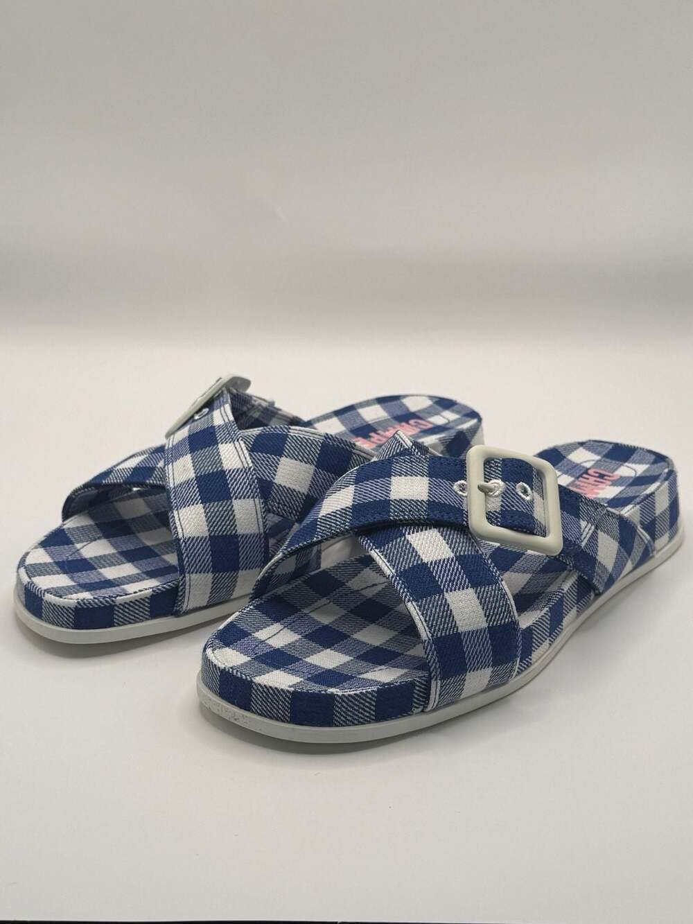Camper Atonik Blue Gingham Sandals Size 38